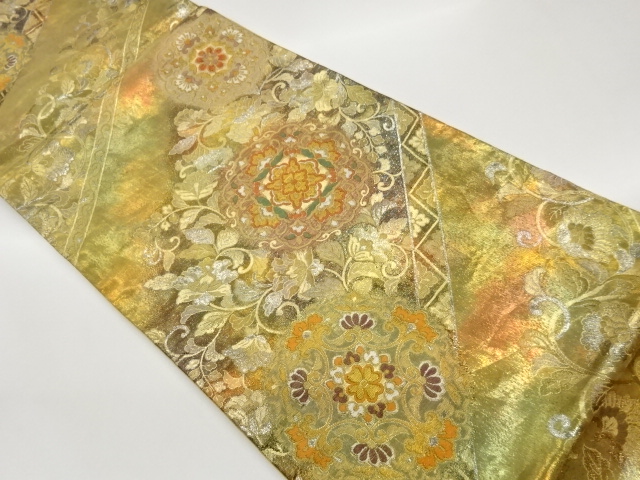 JAPANESE FUKURO OBI / KINSAI / WOVEN FLOWER ARABESQUE